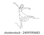 A woman danced gracefully. Dancing one-line drawing
