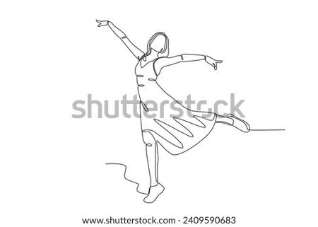 A woman danced gracefully. Dancing one-line drawing