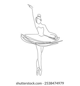 Woman Dancer Ballerina Continuous Single Line Drawing. Ballet Dance Abstract Minimal One Line Drawing. Ballerina Line Art Trendy Illustration Vector Modern Trendy Contour Drawing