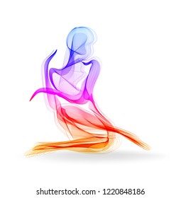 Woman dancer, ballerina, elegant silhouette, modern fashion illustration