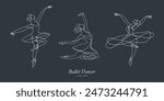 Woman Dancer Continuous One Line Drawing. Ballerina Jumping Creative Contemporary Abstract Line Drawing. Dancing Beauty Fashion Vector Minimalist Design for Wall Art, Print, Card, Poster.