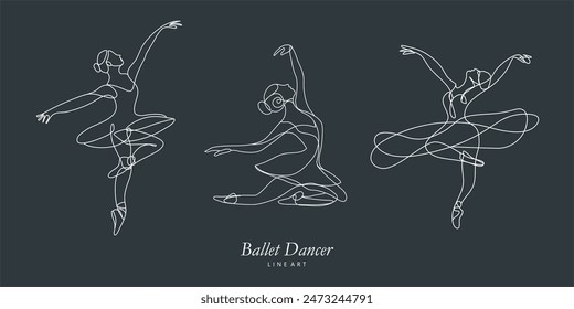 Woman Dancer Continuous One Line Drawing. Ballerina Jumping Creative Contemporary Abstract Line Drawing. Dancing Beauty Fashion Vector Minimalist Design for Wall Art, Print, Card, Poster.