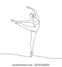 Woman Dancer Continuous Single Line Drawing. Ballet Dance Abstract Minimal One Line Drawing. Ballerina Line Art Trendy Illustration Vector Modern Trendy Contour Drawing