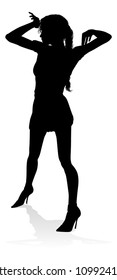 A woman dancer dancing in silhouette