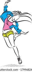 woman dancer hiphop vector illustration