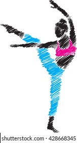 woman dancer illustration brush style