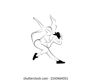 woman dancer logo design outline