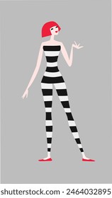 woman dancer posing leotard stripes