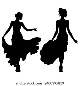 woman dancer silhouette on white.