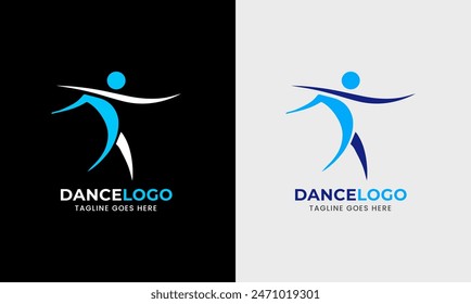 Woman dancer vector, man dancer icon, musical program studio, sports modern logo design sample