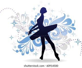 The woman dances, ballerina, vector illustration