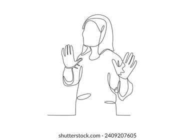 A woman dances at the Holi festival by moving her hands. Holi one-line drawing