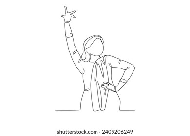 A woman dances at the Holi festival with her hands raised. Holi one-line drawing