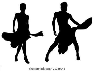 woman dances silhouette vector
