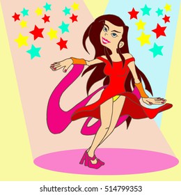 A woman is dancing in an appearance