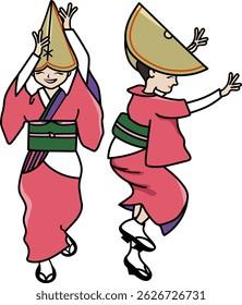The woman is dancing in Awa odori festival.