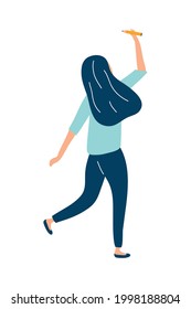 woman dancing back character icon