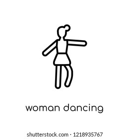 Woman Dancing Ballet icon. Trendy modern flat linear vector Woman Dancing Ballet icon on white background from thin line Ladies collection, editable outline stroke vector illustration