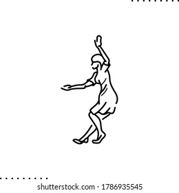 Woman dancing charleston vector icon in outlines