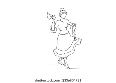 A woman dancing the cueca. Fiestas patrias chile