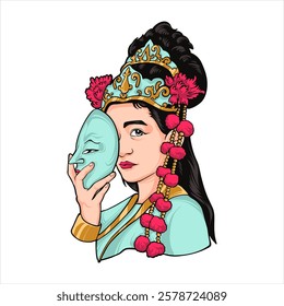 woman dancing culture indonesian vector