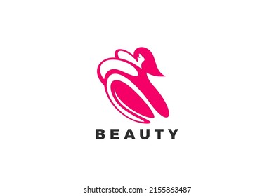 Woman Dancing Elegant Girl Logo design Silhouette vector template. Luxury Fashion Clothes Boutique Shop Logotype concept icon.
