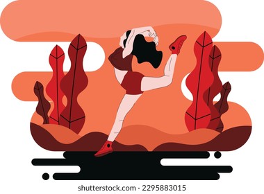 Woman Dancing in Fall Flat Character suitable for illustration and graphic resources