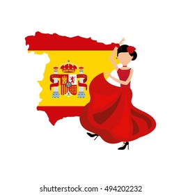 woman dancing flamenco classic icon of Spanish culture vector illustration design