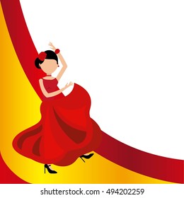 woman dancing flamenco classic icon of Spanish culture vector illustration design