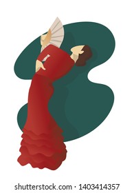 Woman dancing flamenco vector illustration.