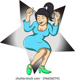 a woman is dancing happily