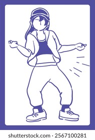 Woman dancing hiphop. Vector illustration.