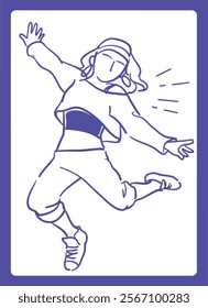 Woman dancing hiphop. Vector illustration.