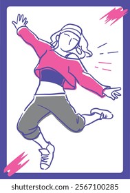 Woman dancing hiphop. Vector illustration.