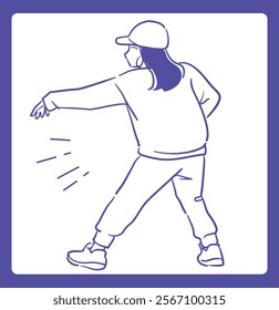 Woman dancing hiphop. Vector illustration.