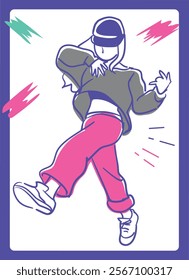 Woman dancing hiphop. Vector illustration.