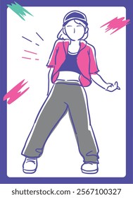 Woman dancing hiphop. Vector illustration.