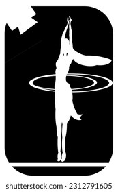 Woman dancing hula hoop illustration