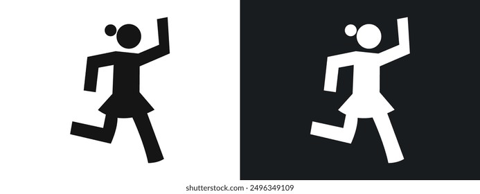 Woman dancing Icon linear graphics set vector in black