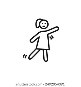 woman dancing icon outline collection in black and on white background