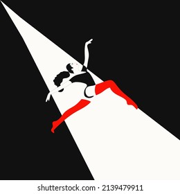 Woman dancing Illustration for dance class banner or poster or social network Logo design inspiration Vector Illustration