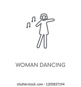 Woman Dancing linear icon. Woman Dancing concept stroke symbol design. Thin graphic elements vector illustration, outline pattern on a white background, eps 10.