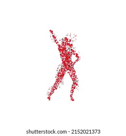 Woman dancing made of musical notes. Red musical notes dancer performer vector illustration design