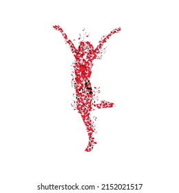 Woman dancing made of musical notes. Red musical notes dancer performer vector illustration design