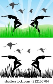 Woman dancing and making aerobic