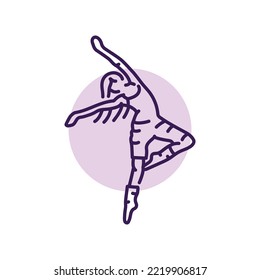 Woman dancing modern jazz color line icon. Contemporary dance. Pictogram for web page, mobile app, promo.