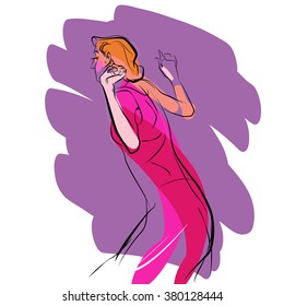 Woman dancing music vector illustration