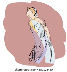 Woman dancing music vector illustration