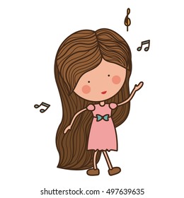 woman dancing with musical notes