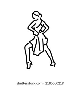 Woman dancing salsa color line icon. Latin dance. Pictogram for web page, mobile app, promo.